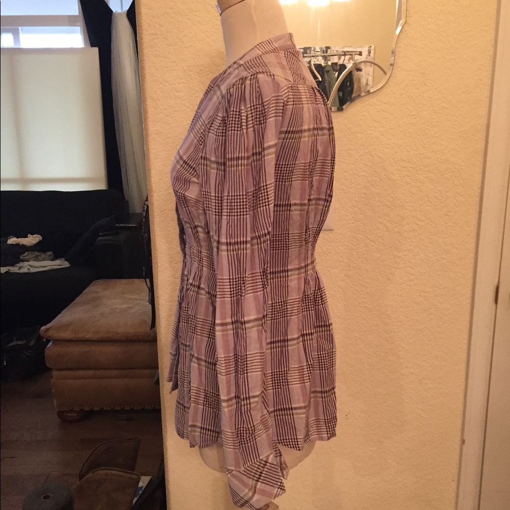 Pins and needles purple plaid button up top s - Picture 4 of 7